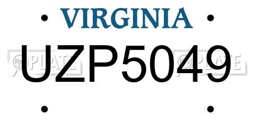 UZP5049 Virginia License Plate
