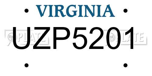 UZP5201 Virginia License Plate