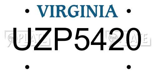 UZP5420 Virginia License Plate