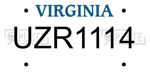 UZR1114 Virginia License Plate