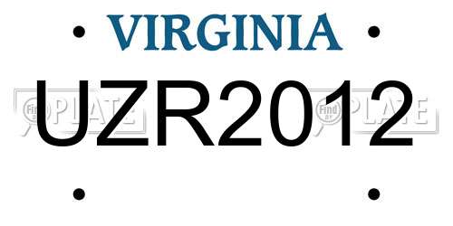 UZR2012 Virginia License Plate