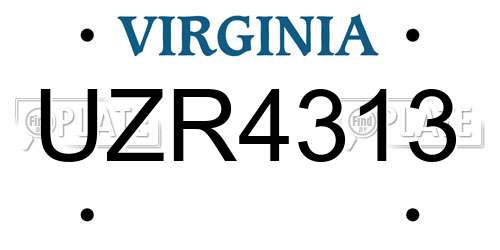 UZR4313 Virginia License Plate