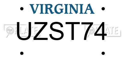 UZST74 Virginia License Plate