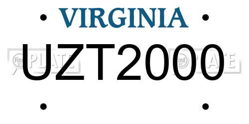 UZT2000 Virginia License Plate