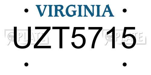 UZT5715 Virginia License Plate