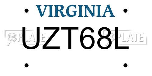 UZT68L Virginia License Plate