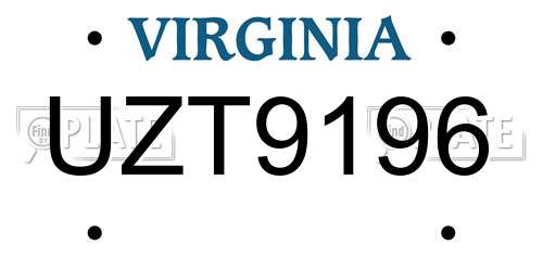UZT9196 Virginia License Plate