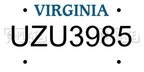 UZU3985 Virginia License Plate