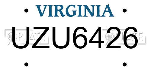 UZU6426 Virginia License Plate