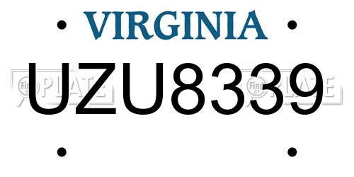 UZU8339 Virginia License Plate
