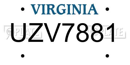 UZV7881 Virginia License Plate