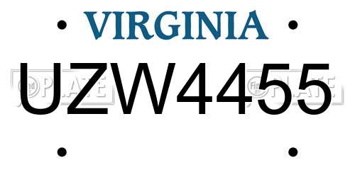 UZW4455 Virginia License Plate