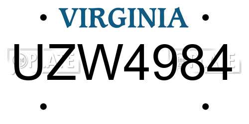 UZW4984 Virginia License Plate