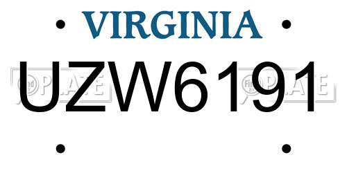 UZW6191 Virginia License Plate