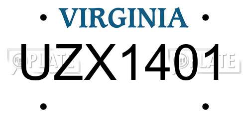 UZX1401 Virginia License Plate