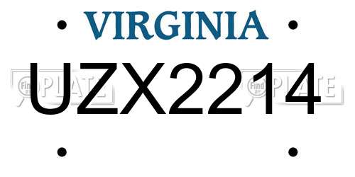 UZX2214 Virginia License Plate