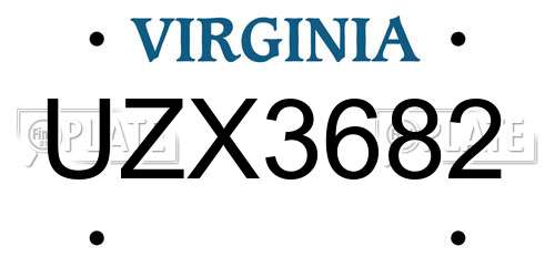 UZX3682 Virginia License Plate