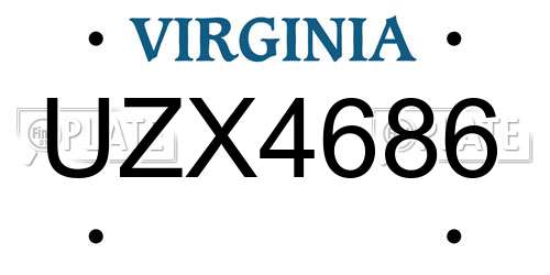 UZX4686 Virginia License Plate