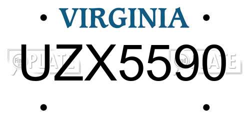 UZX5590 Virginia License Plate