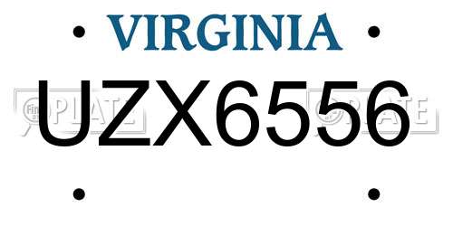 UZX6556 Virginia License Plate