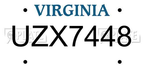 UZX7448 Virginia License Plate