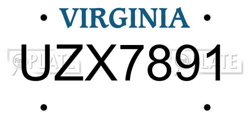 UZX7891 Virginia License Plate