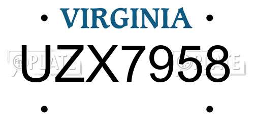 UZX7958 Virginia License Plate