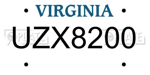 UZX8200 Virginia License Plate