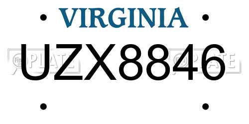 UZX8846 Virginia License Plate