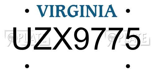 UZX9775 Virginia License Plate