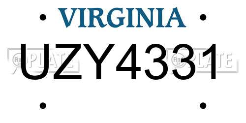 UZY4331 Virginia License Plate