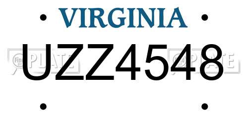 UZZ4548 Virginia License Plate