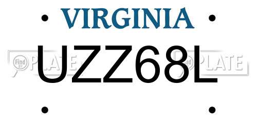 UZZ68L Virginia License Plate