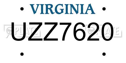 UZZ7620 Virginia License Plate