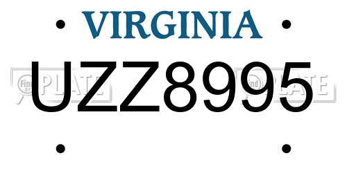 UZZ8995 Virginia License Plate
