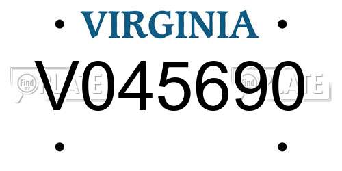V045690 Virginia License Plate