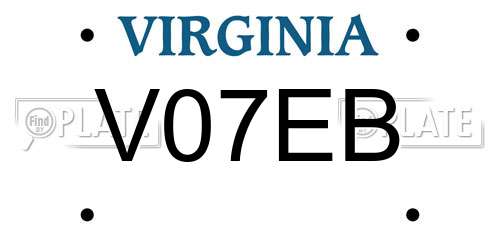 V07EB Virginia License Plate