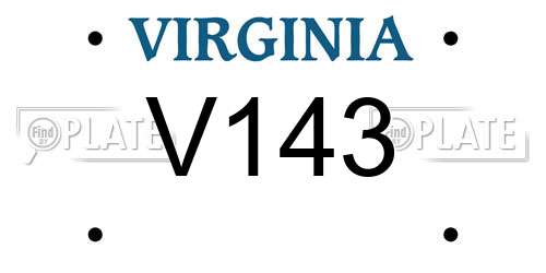 V143 Virginia License Plate