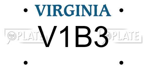 V1B3 Virginia License Plate