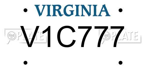 V1C777 Virginia License Plate