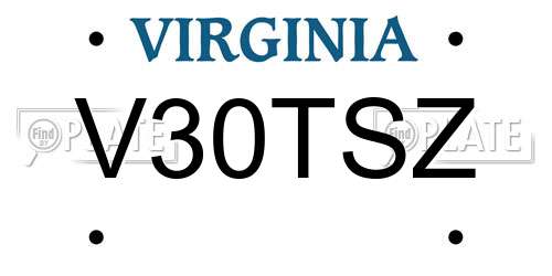 V30TSZ Virginia License Plate