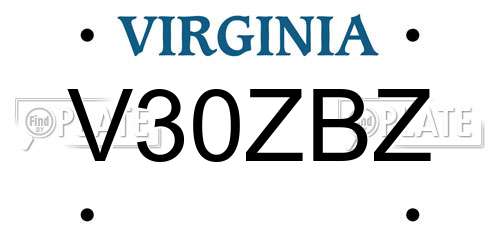 V30ZBZ Virginia License Plate