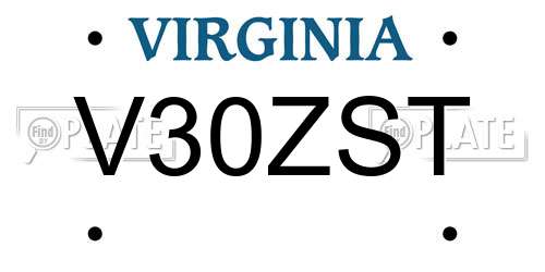 V30ZST Virginia License Plate