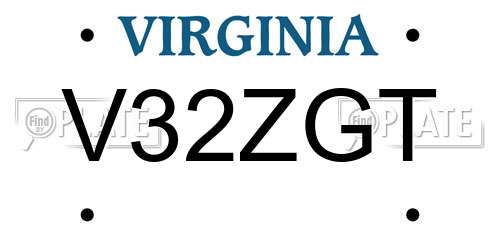 V32ZGT Virginia License Plate