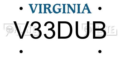 V33DUB Virginia License Plate