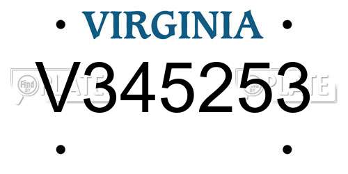 V345253 Virginia License Plate