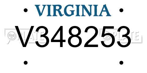 V348253 Virginia License Plate