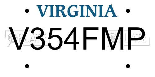 V354FMP Virginia License Plate