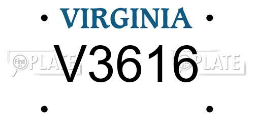 V3616 Virginia License Plate