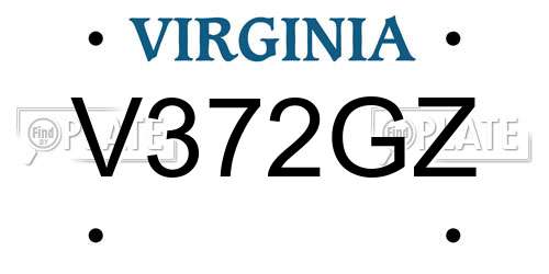 V372GZ Virginia License Plate